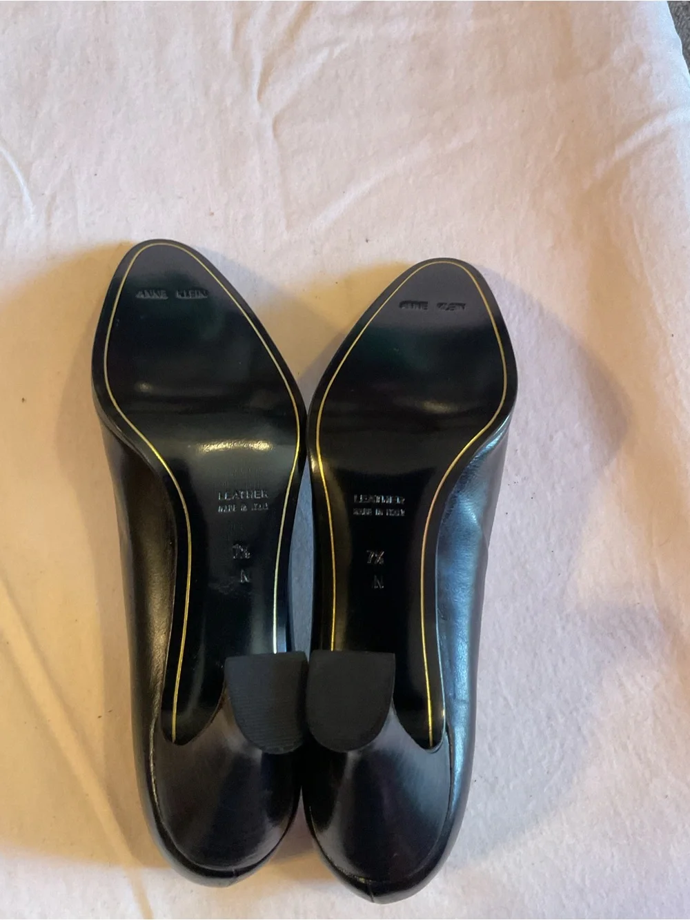 Vintage Anne Klein Couture Black Leather Pumps 7 Narrow